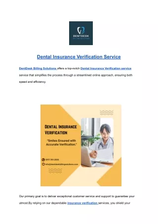 Dental Insurance verification with Dentdesk