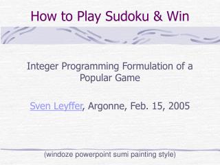 How to Play Sudoku &amp; Win