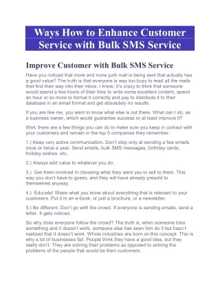 Ways How to Enhance Customer Service with Bulk SMS Service