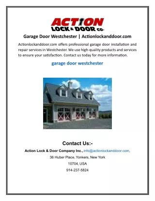 Garage Door Westchester - Actionlockanddoor