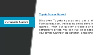 Toyota Spares Nairobi Farmpartsltd.com