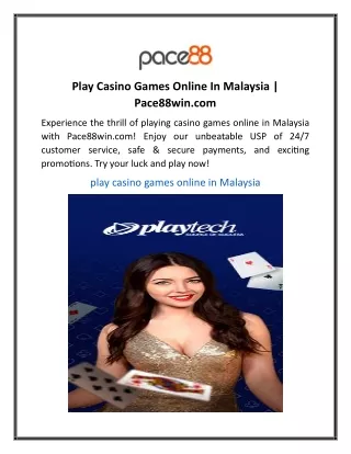 Play Casino Games Online In Malaysia