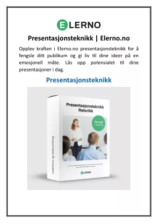 Presentasjonsteknikk  Elerno.no