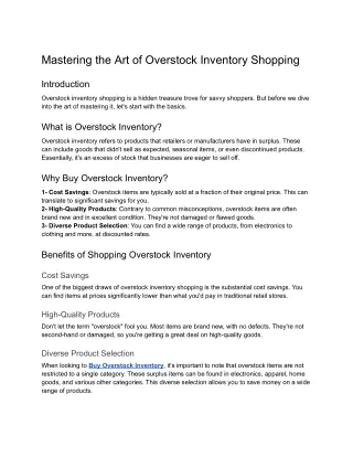 Mastering the Art of Overstock Inventory Shopping