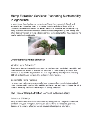 Hemp Extraction Services_ Pioneering Sustainability in Agriculture