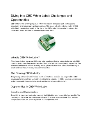 Diving into CBD White Label_ Challenges and Opportunities