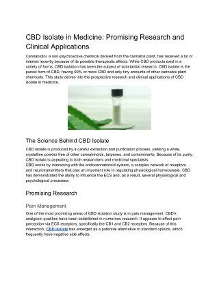 CBD Isolate in Medicine_ Promising Research and Clinical Applications