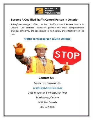 Become A Qualified Traffic Control Person In Ontario