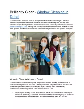 Brilliantly Clear - Window Cleaning in Dubai