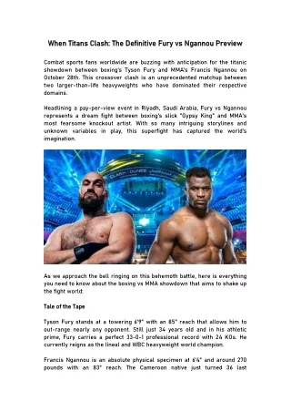 Watch Fury vs Ngannou Online