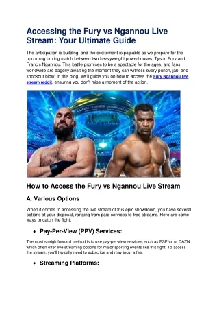 Fury Ngannou live stream free