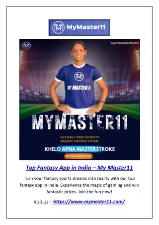 Top Fantasy App in India - My Master11