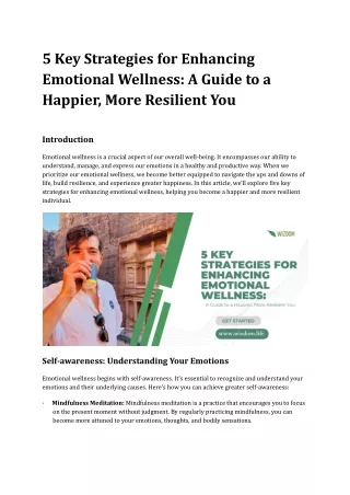 Key Strategies| Enhancing Emotional Wellness | Engage in Physical Activity