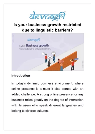 Is your business growth restricted due to linguistic barriers?