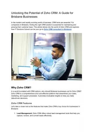 Unlocking the Potential of Zoho CRM_ A Guide for Brisbane Businesses