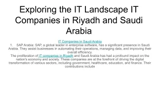 Exploring the IT Landscape IT Companies in Riyadh and Saudi Arabia