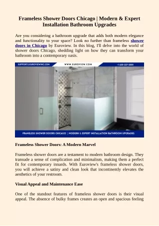 Frameless Shower Doors Chicago _ Modern & Expert Installation Bathroom Upgrades
