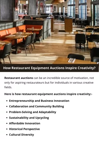 How Restaurant Equipment Auctions Inspire Creativity?