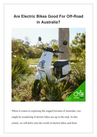 Are Electric Bikes Good For Off-Road in Australia?