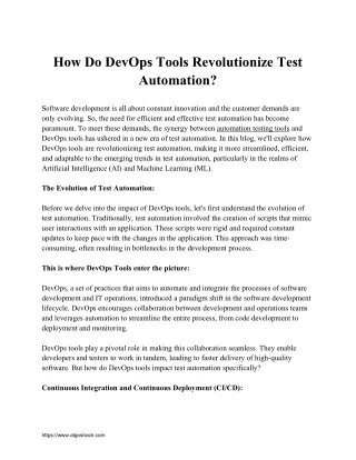 How Do DevOps Tools Revolutionize Test Automation
