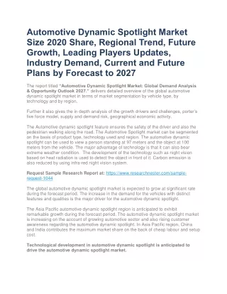 Automotive Dynamic Spotlight Market Size 2027
