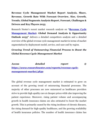 Revenue Cycle Management Market Trends 2035