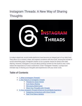 Instagram Threads A New Way of Sharing Thoughts