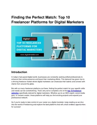 Finding the Perfect Match Top 10 Freelancer Platforms for Digital Marketers