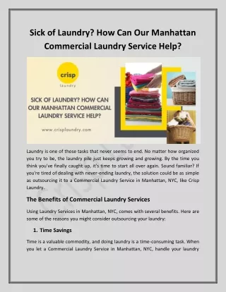 Sick of Laundry? How Can Our Manhattan Commercial Laundry Service Help?