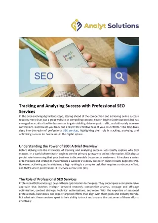Tracking and Analyzing Success with Professional SEO Services