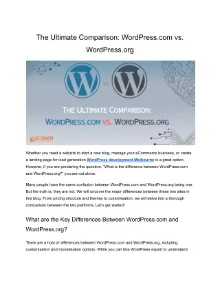 The Ultimate Comparison: WordPress.com vs. WordPress.org