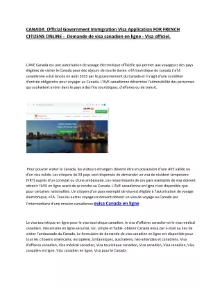 CANADA  Official Government Immigration Visa Application FOR FRENCH CITIZENS ONL