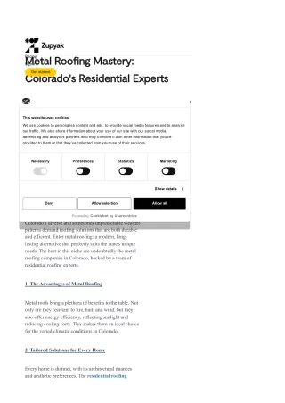 Metal Roofing Mastery: Colorado's Residential Experts