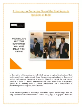 A Journey to Becoming One of the Best Keynote Speakers in India
