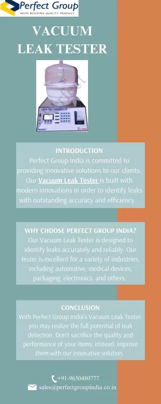 Vacuum leak tester | Perfect Group India