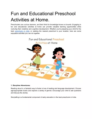 Fun and Educational Preschool Activities at Home