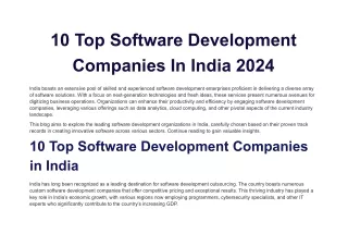 10 Top Software Development Companies In India 2024