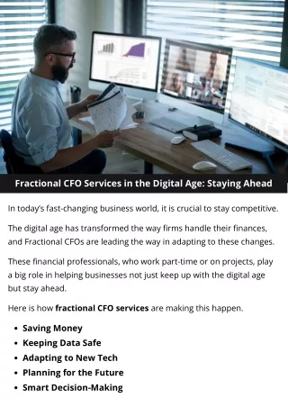 Fractional CFO Services in the Digital Age: Staying Ahead