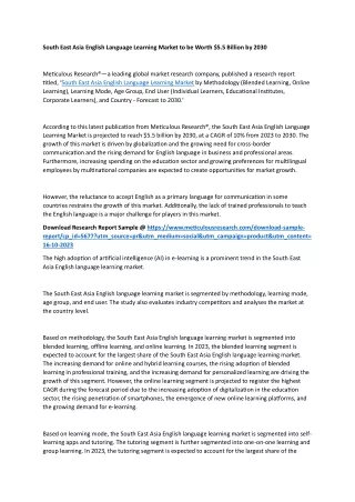 South East Asia English Language Learning Market