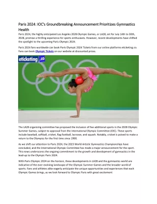 Paris 2024 IOC's Groundbreaking Announcement Prioritizes Gymnastics Health