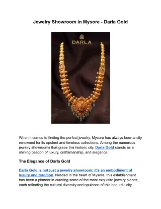 Jewelry Showroom in Mysore - Darla Gold