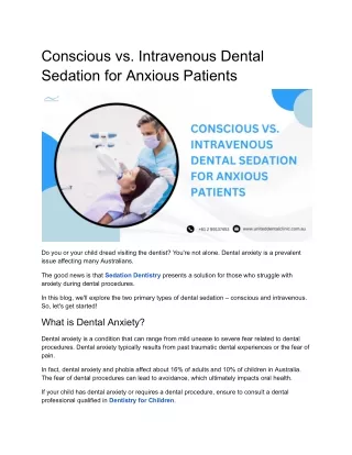 Conscious vs. Intravenous Dental Sedation for Anxious Patients