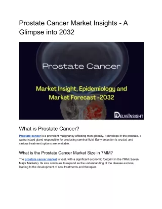 Prostate Cancer Market Insight, Epidemiology and Market Forecast -2032