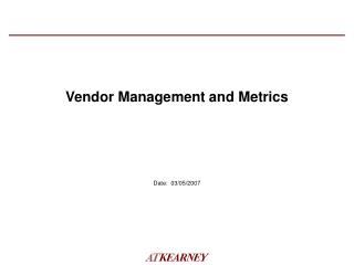 Vendor Management and Metrics