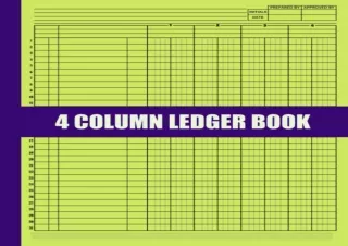 DOWNLOAD️ FREE (PDF) 4 column ledger book: Simple Large Accounting Log Book for Bookkeeping and Financial Planning, Larg
