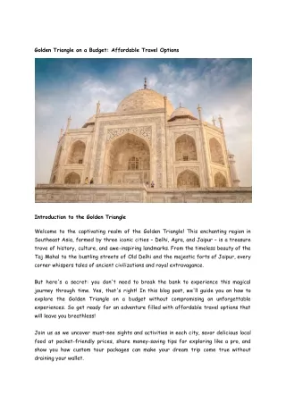 Golden Triangle on a Budget_ Affordable Travel Options