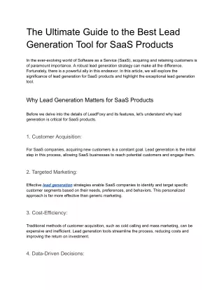 The Ultimate Guide to the Best Lead Generation Tool for SaaS Products