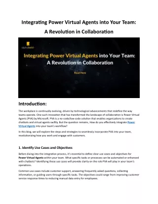 Integrating Power Virtual Agents into Your Team