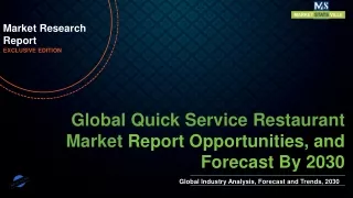Quick Service Restaurant Market will reach at a CAGR of 16.8% from to 2030