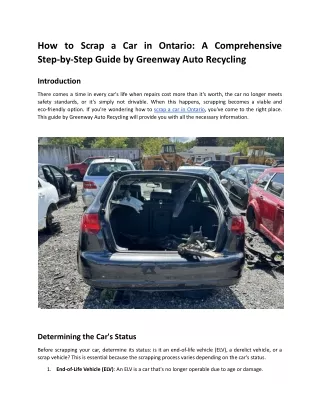 How to Scrap a Car in Ontario_ A Comprehensive Step-by-Step Guide by Greenway Auto Recycling